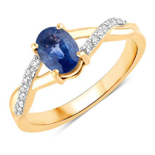 Load image into Gallery viewer, 1.04 Carat Genuine Blue Sapphire and White Diamond 14K Yellow Gold Ring
