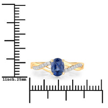 Load image into Gallery viewer, 1.04 Carat Genuine Blue Sapphire and White Diamond 14K Yellow Gold Ring
