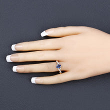 Load image into Gallery viewer, 1.04 Carat Genuine Blue Sapphire and White Diamond 14K Yellow Gold Ring
