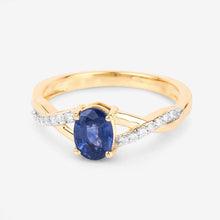 Load image into Gallery viewer, 1.04 Carat Genuine Blue Sapphire and White Diamond 14K Yellow Gold Ring
