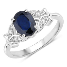 Load image into Gallery viewer, 1.62 Carat Genuine Blue Sapphire and White Diamond 14K White Gold Ring
