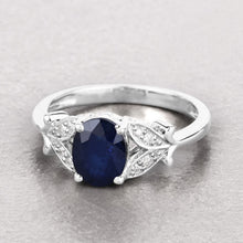 Load image into Gallery viewer, 1.62 Carat Genuine Blue Sapphire and White Diamond 14K White Gold Ring

