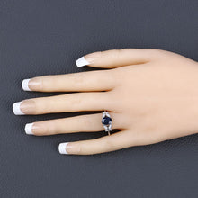 Load image into Gallery viewer, 1.62 Carat Genuine Blue Sapphire and White Diamond 14K White Gold Ring
