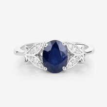 Load image into Gallery viewer, 1.62 Carat Genuine Blue Sapphire and White Diamond 14K White Gold Ring
