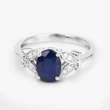 Load image into Gallery viewer, 1.62 Carat Genuine Blue Sapphire and White Diamond 14K White Gold Ring
