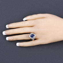 Load image into Gallery viewer, 3.31 Carat Genuine Blue Sapphire and White Diamond 14K White Gold Ring
