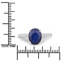 Load image into Gallery viewer, 3.28 Carat Genuine Blue Sapphire and White Diamond 14K White Gold Ring
