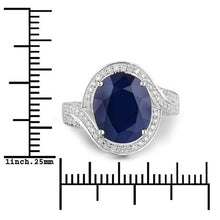 Load image into Gallery viewer, 6.52 Carat Genuine Blue Sapphire and White Diamond 14K White Gold Ring
