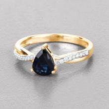 Load image into Gallery viewer, 1.17 Carat Genuine Blue Sapphire and White Diamond 14K Yellow Gold Ring

