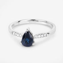 Load image into Gallery viewer, 0.86 Carat Genuine Blue Sapphire and White Diamond 14K White Gold Ring
