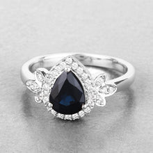 Load image into Gallery viewer, 1.54 Carat Genuine Blue Sapphire and White Diamond 14K White Gold Ring
