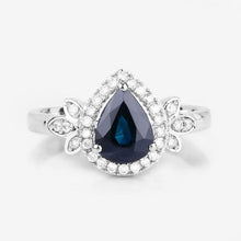 Load image into Gallery viewer, 1.54 Carat Genuine Blue Sapphire and White Diamond 14K White Gold Ring
