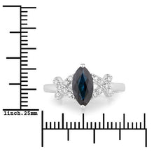 Load image into Gallery viewer, 1.50 Carat Genuine Blue Sapphire and White Diamond 14K White Gold Ring
