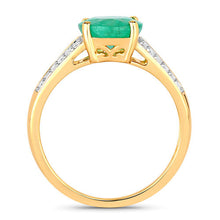 Load image into Gallery viewer, 2.29 Carat Genuine Zambian Emerald and White Diamond 14K Yellow Gold Ring
