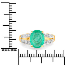 Load image into Gallery viewer, 2.29 Carat Genuine Zambian Emerald and White Diamond 14K Yellow Gold Ring
