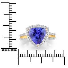 Load image into Gallery viewer, 4.10 Carat Genuine Tanzanite and White Diamond 14K Yellow Gold Ring
