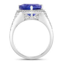 Load image into Gallery viewer, 4.42 Carat Genuine Tanzanite and White Diamond 14K White Gold Ring
