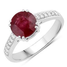 Load image into Gallery viewer, 2.20 Carat Genuine Ruby and White Diamond 14K White Gold Ring
