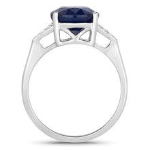 Load image into Gallery viewer, 4.46 Carat Genuine Blue Sapphire and White Diamond 14K White Gold Ring
