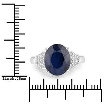 Load image into Gallery viewer, 4.46 Carat Genuine Blue Sapphire and White Diamond 14K White Gold Ring
