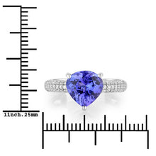 Load image into Gallery viewer, 3.18 Carat Genuine Tanzanite and White Diamond 14K White Gold Ring
