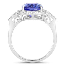 Load image into Gallery viewer, 3.97 Carat Genuine Tanzanite and White Diamond 14K White Gold Ring

