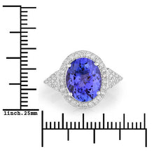 Load image into Gallery viewer, 3.97 Carat Genuine Tanzanite and White Diamond 14K White Gold Ring
