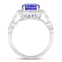Load image into Gallery viewer, 3.21 Carat Genuine Tanzanite and White Diamond 14K White Gold Ring
