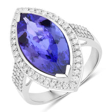 Load image into Gallery viewer, 5.57 Carat Genuine Tanzanite and White Diamond 14K White Gold Ring
