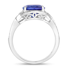 Load image into Gallery viewer, 4.19 Carat Genuine Tanzanite and White Diamond 14K White Gold Ring
