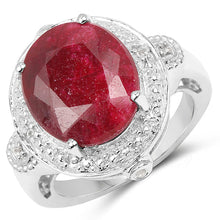 Load image into Gallery viewer, 8.64 Carat Dyed Ruby &amp; White Topaz .925 Sterling Silver Ring
