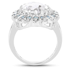 Load image into Gallery viewer, 5.90 Carat Genuine Crystal Quartz and Swiss Blue Topaz .925 Sterling Silver Ring
