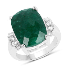 Load image into Gallery viewer, 8.50 Carat Dyed Emerald and White Topaz .925 Sterling Silver Ring
