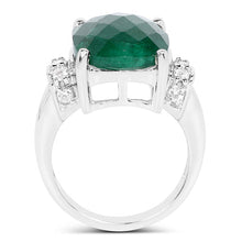 Load image into Gallery viewer, 8.50 Carat Dyed Emerald and White Topaz .925 Sterling Silver Ring
