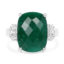 Load image into Gallery viewer, 8.50 Carat Dyed Emerald and White Topaz .925 Sterling Silver Ring
