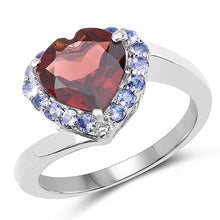 Load image into Gallery viewer, 3.26 Carat Genuine Garnet and Tanzanite .925 Sterling Silver Ring
