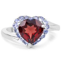 Load image into Gallery viewer, 3.26 Carat Genuine Garnet and Tanzanite .925 Sterling Silver Ring
