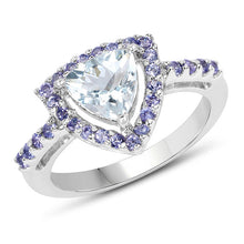Load image into Gallery viewer, 1.41 Carat Genuine Aquamarine &amp; Tanzanite .925 Sterling Silver Ring
