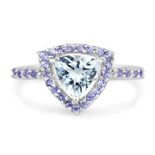 Load image into Gallery viewer, 1.41 Carat Genuine Aquamarine &amp; Tanzanite .925 Sterling Silver Ring
