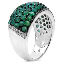 Load image into Gallery viewer, 2.90 Carat Genuine Emerald &amp; White Diamond .925 Sterling Silver Ring
