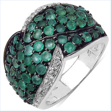Load image into Gallery viewer, 2.28 Carat Genuine Emerald &amp; White Topaz .925 Sterling Silver Ring
