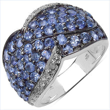 Load image into Gallery viewer, 2.50 Carat Genuine Tanzanite &amp; White Topaz .925 Sterling Silver Ring
