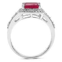 Load image into Gallery viewer, 1.52 Carat Glass Filled Ruby and White Topaz .925 Sterling Silver Ring
