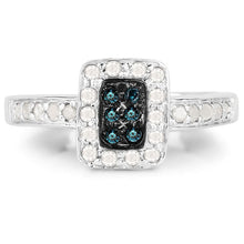 Load image into Gallery viewer, 0.36 Carat Genuine Blue Diamond and White Diamond .925 Sterling Silver Ring
