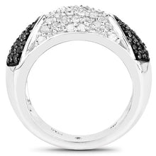 Load image into Gallery viewer, 0.99 Carat Genuine Black Diamond and White Diamond .925 Sterling Silver Ring
