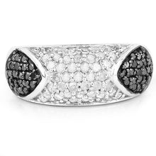 Load image into Gallery viewer, 0.99 Carat Genuine Black Diamond and White Diamond .925 Sterling Silver Ring
