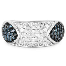 Load image into Gallery viewer, 0.94 Carat Genuine Blue Diamond and White Diamond .925 Sterling Silver Ring
