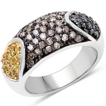 Load image into Gallery viewer, 0.95 Carat Genuine Blue Diamond, Champagne Diamond &amp; Yellow Diamond .925 Sterling Silver Ring
