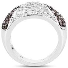 Load image into Gallery viewer, 0.94 Carat Genuine Champagne Diamond and White Diamond .925 Sterling Silver Ring
