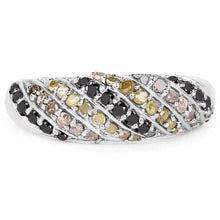 Load image into Gallery viewer, 0.63 Carat Genuine Champagne Diamond, Yellow Diamond &amp; Black Diamond .925 Sterling Silver Ring
